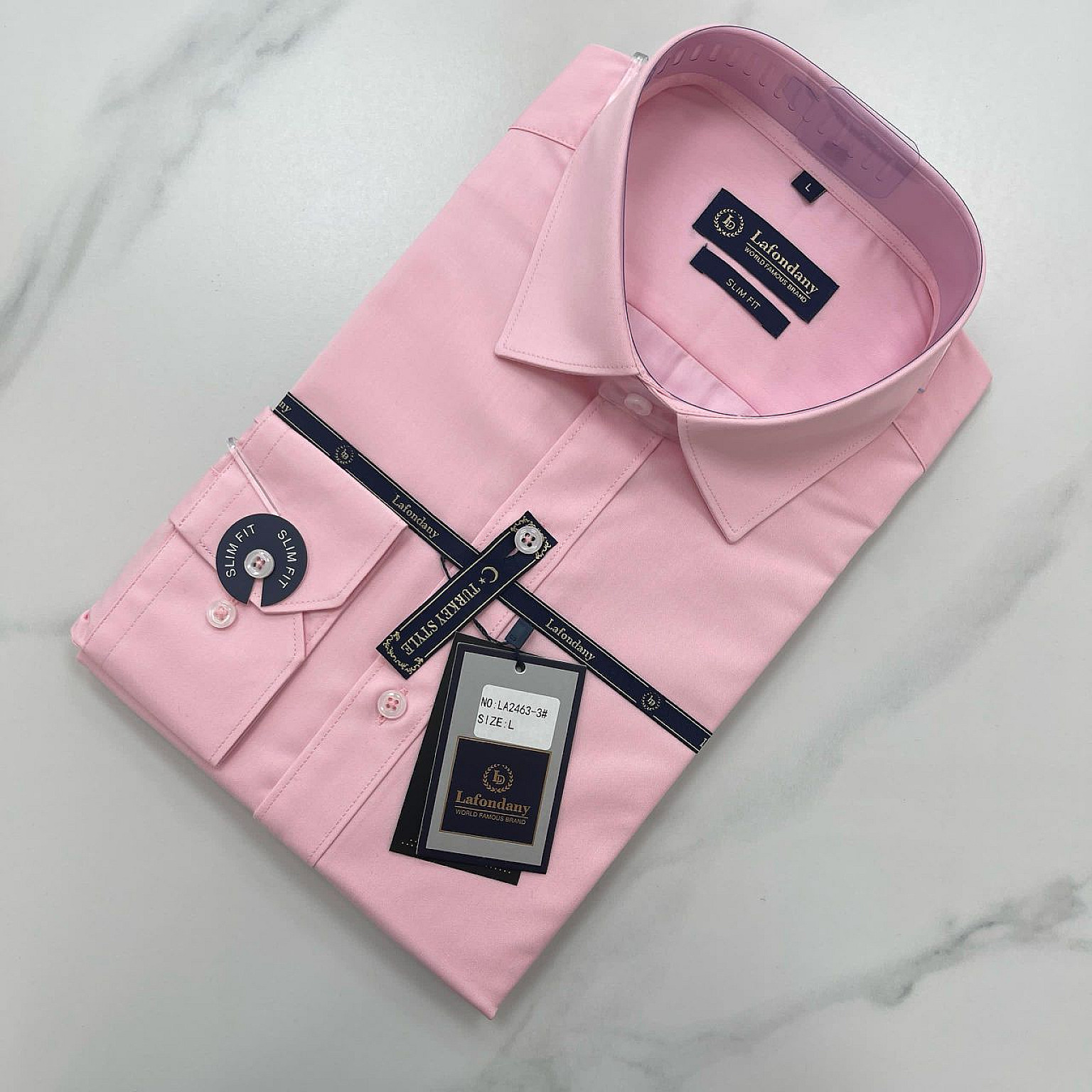 Primeshop - Lafondany Men's Slim Fit Pocketless Turkish Shirt Pink Primeshop - Lafondany Men's Slim Fit Pocketless Turkish Shirt Pink